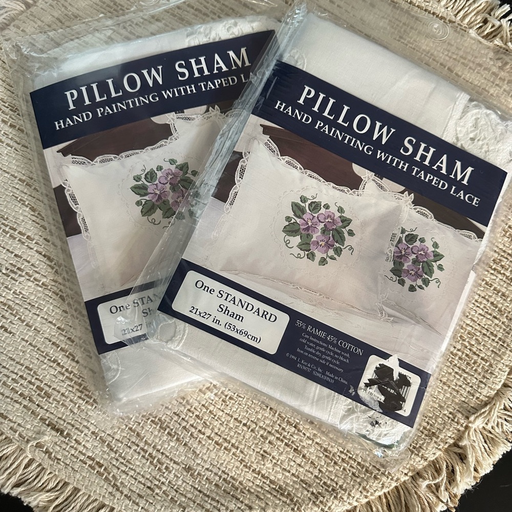 Set of 2 90’s Pillow Shams W/Lace Details - Still In Original Packaging Vintage